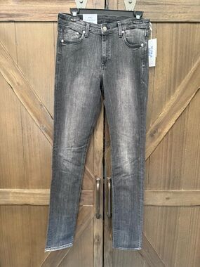 H&M Women's Skinny Jeans in Washed Black/Grey (31/32)